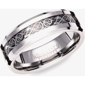 Unique Mens Tungsten Black Carbon Celtic 7mm Ring TUR-150-66