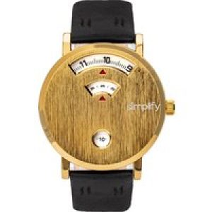 Simplify Unisex The 7000 Leather-based-Band Watch – Gold Stainless Metal – One Dimension