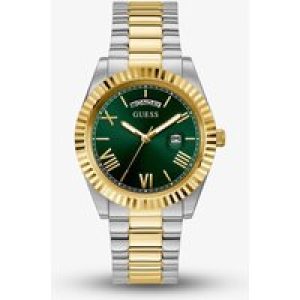 Guess Mens Connoisseur Two Tone Green Dial Watch GW0265G8