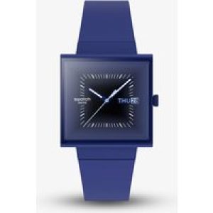 Swatch Unisex Squarely Blacklight Blue Watch SO34N700