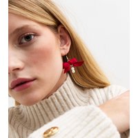 Gold Tone Pink Bow Earrings New Glance - Image 2