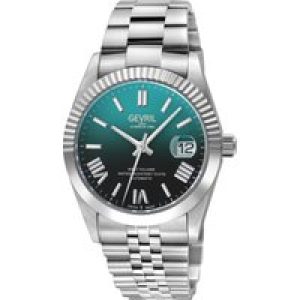 Gevril Mens Automatic West Village Fusion Elite Swiss Sellita SW200 Royal Azure Gradient Dial, 316L Stainless Steel Satin and Polished Bracelet – Silver – One Size