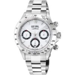Gevril Mens New Amsterdam 44606B Swiss Automatic ETA 7750 White Dial Special Edition Watch – Silver – One Size
