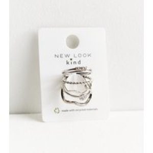 6 Pack Silver Diamanté Stacking Rings New Glance