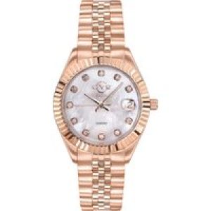 Gv2 Naples 12403 WoMens Swiss Quartz Stainless Metal Diamond Date Watch – Rose Gold – One Dimension