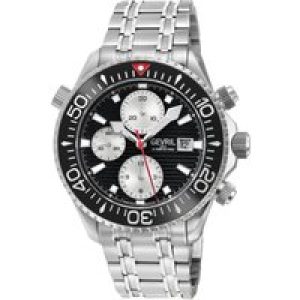 Gevril Mens Hudson Yards Chronograph 48814B Swiss Automatic Sellita SW500 Watch – Silver – One Size