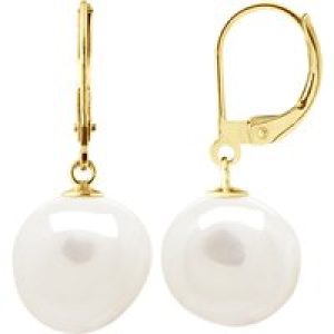 Ateliers Saint Germain Womens Earrings Yellow Gold – Real Cultured Freshwater Pearls Baroque 12-13 mm – One Size