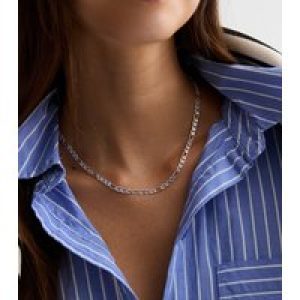Silver Figaro Chain Necklace New Glance