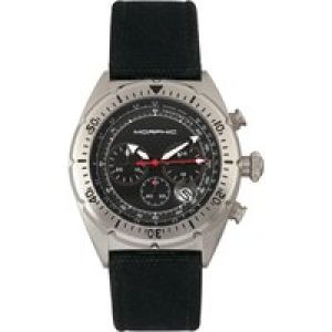 Morphic Mens M53 Series Chronograph Fiber-Weaved Leather-Band Watch w/Date – Black & Silver Stainless Steel – One Size