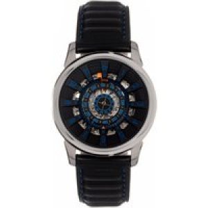 Reign Mens Monterey Skeletonized Leather-based-Band Watch – Black Stainless Metal – One Dimension