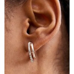 Rose Gold Tone Diamanté Double Hoop Earrings New Glance