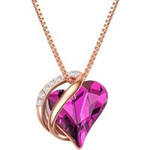Rafaela Donata Womens Necklace with pendant sterling silver rose gold decorated swarovski crystals amethyst white – Measurement 45cm