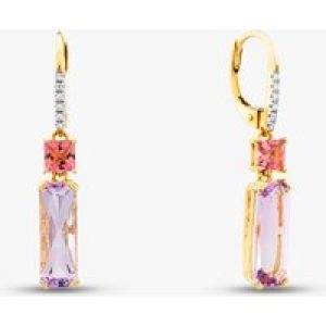 18ct Yellow Gold Multi Cut Amethyst & Topaz & 0.05ct Diamond Dropper Earrings LG320/EA-PR(PTO/AM)
