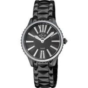 Gv2 Siena Swiss Quartz Diamonds WoMens Black Dial Watch Stainless Steel – One Size