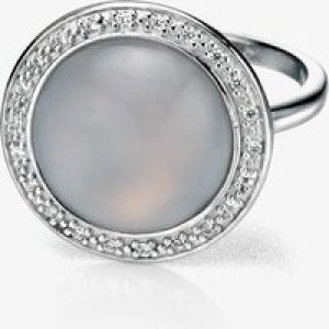 Fiorelli Silver Round Chalcedony Cubic Zirconia Ring R3354-52 (L1/2)