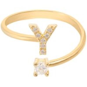 Latelita Womens Initial Ring Gold Y – Yellow Sterling Silver – One Size