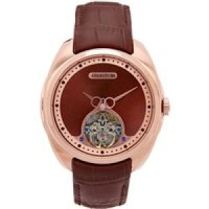 Heritor Automatic Mens Roman Semi-Skeleton Leather-Band Watch – Rose Gold – One Size