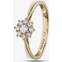 9ct Yellow Gold 0.25ct Diamond Flower Cluster Ring PR11539Y K - Image 2