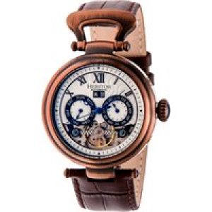 Heritor Computerized Mens Crocodile Ganzi Semi-Skeleton Leather-based-Band Watch – Bronze NA – One Measurement