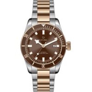 Gevril Mens Yorkville Swiss Automatic Sellita SW200 Brown Dial Two Tone Watch – Rose Gold – One Size