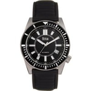 Reign Mens Francis Leather-based-Band Watch w/Date – Black Stainless Metal – One Dimension