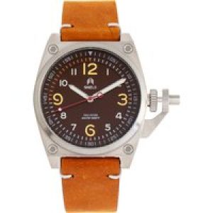 Shield Pascal Leather-Band Mens Diver Watch – Camel Stainless Steel – One Size