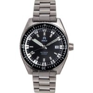 Shield Mens Nitrox Automatic Bracelet Watch w/Date – Black Stainless Steel – One Size