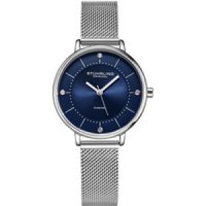 Stührling Womens Navy Blue and Silver Almasi Quartz 34mm – One Size