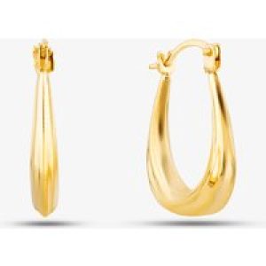 9ct Yellow Gold Shaped Oval Creole Earrings UER132Y
