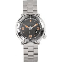 Morphic Mens M74 Series Leather-Band Watch w/Magnified Date Display - Grey Stainless Steel - One Size - Image 2