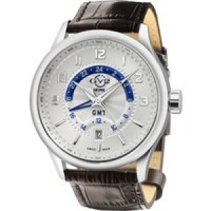 Gevril Womens GV2 Mens Giromondo Silver Dial Brown Calfskin Leather Watch – One Size