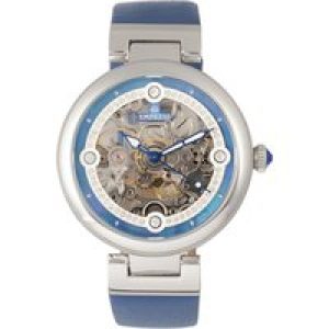 Empress Womens Adelaide Automatic Skeleton Leather-Band Watch – Blue Stainless Steel – One Size