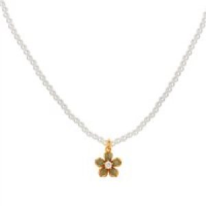 August Woods Gold Inexperienced Floral Pearl Necklace