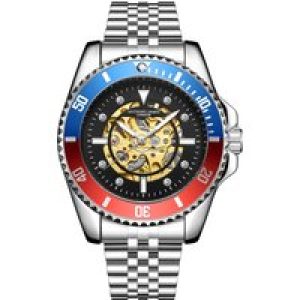 Anthony James Mens Hand Assembled Limited Edition Skeleton Sports Automatic Steel – Silver Stainless Steel – One Size