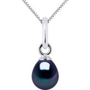 Diadema Womens – Pendant – White Gold and Real Freshwater Pearls – Black Tahitian Style – One Size