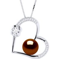 Diadema Womens LOVE necklace Freshwater Pearl 8-9mm Chocolate 925 Silver - One Size - Image 2