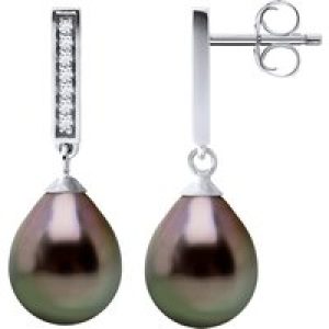 Diadema Womens – Earrings  Real Tahitian Pearls – Natural Silver – One Size