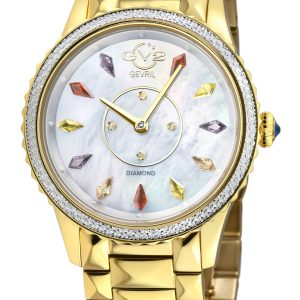 Gv2 Womens Siena Swiss Quartz MOP Dial 316L Stainless Steel Diamond Watch – Gold – One Size