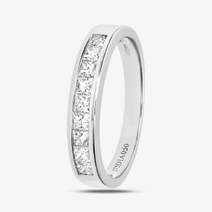 9ct White Gold 0.50ct Princess Cut Diamond Half Eternity Ring PR05550 9KW K