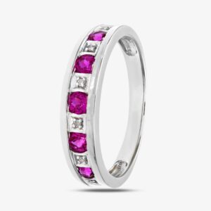 9 ct White Gold Ruby Half Eternity Ring PR10429W RU O