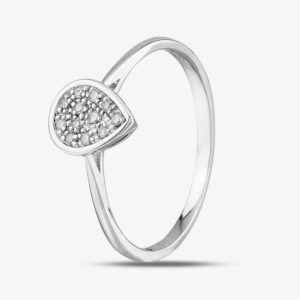 9ct White Gold Pear Shaped Diamond Cluster Ring PR09836 M