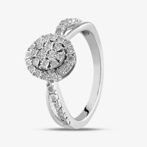 Sterling Silver 0.10ct Diamond Oval Cluster Shoulder Set Ring THR31374-10CH Q