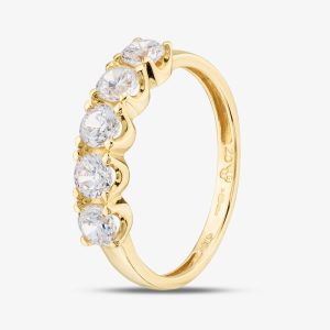 9ct Yellow Gold Cubic Zirconia Five Stone Half Eternity Ring 1.84.8319 M