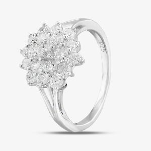 Sterling Silver & Cubic Zirconia Flower Cluster Ring DPR3598SIL-P