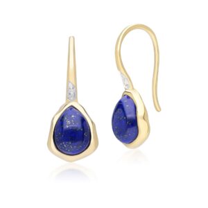 Abnormal Lapis Lazuli & Topaz  Drop Earrings In 18ct Gold Plated SterlIng Silver
