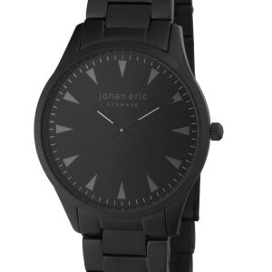 Johan Eric : Helsing¸r, Mens, Black dial Watch w triangular hr markers, IP stainless steel case & bracelet – One Size