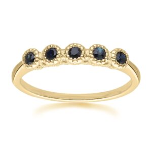 Vintage Spherical Sapphire 5 Stone Eternity Ring in 9ct Yellow Gold