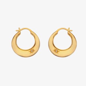 Hot Diamonds Soul 18ct Gold Plated Diamond Statement Hoop Earrings DE672