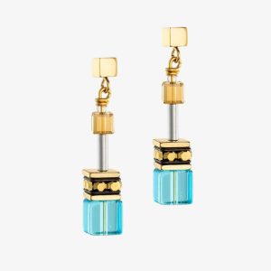 Coeur De Lion Ladies GeoCUBE Turquoise Drop Earrings 2838/21-0616