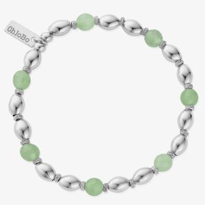 ChloBo Good Fortune Silver Aventurine Bead Bracelet SBAFRO